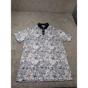 Pins &‎ Aces Mens L Seltzer Saturdays Bud Light Golf Polo Shirt White Navy Blue
